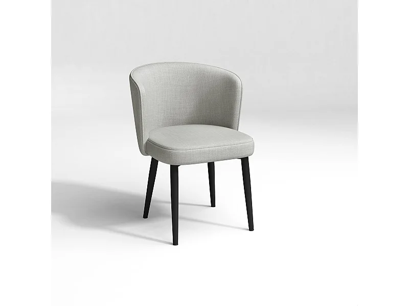 Lot de 2 chaises tissu gris clair passepoil gris clair pieds noir mat