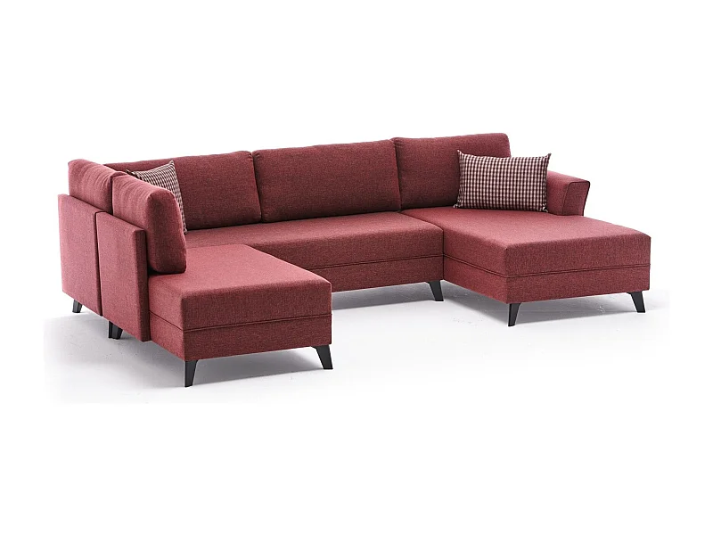 Sofá rinconero Altadena 299, Rojo, Función de descanso, 300x157x78cm