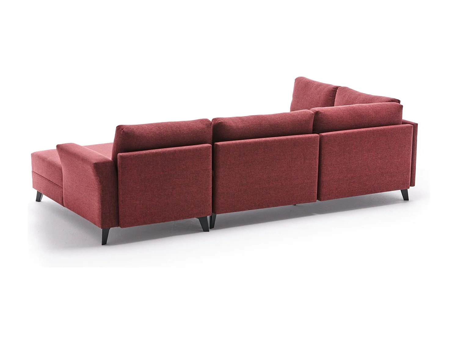 Canapé panoramique d'angle convertible Lalaria Tissu Bordeaux