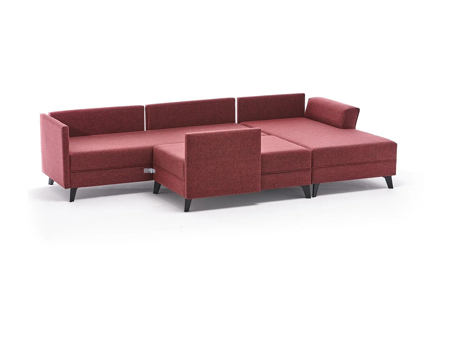 Panoramische bank rode stof Karina 300 cm
