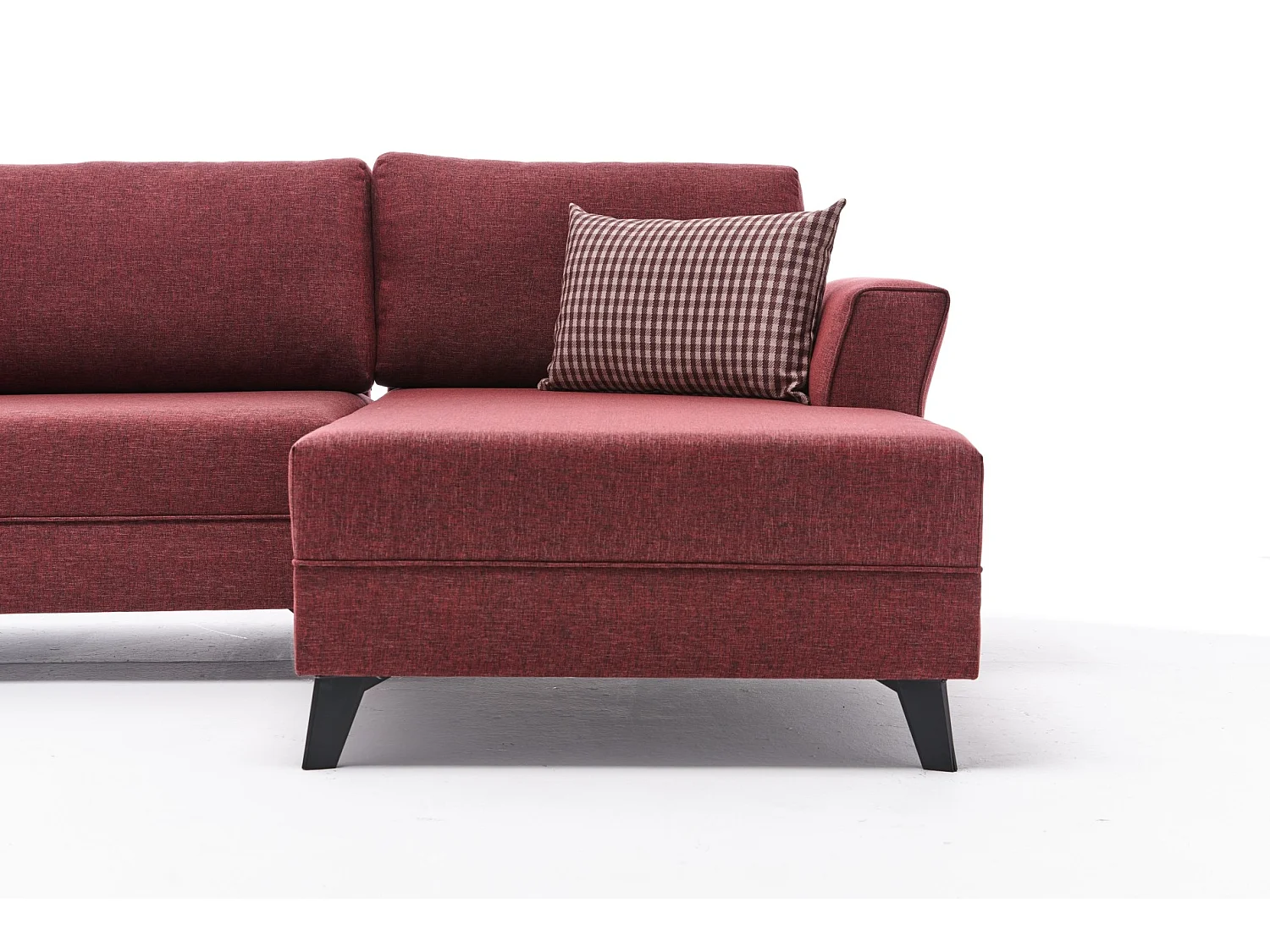 Panoramische bank rode stof Karina 300 cm