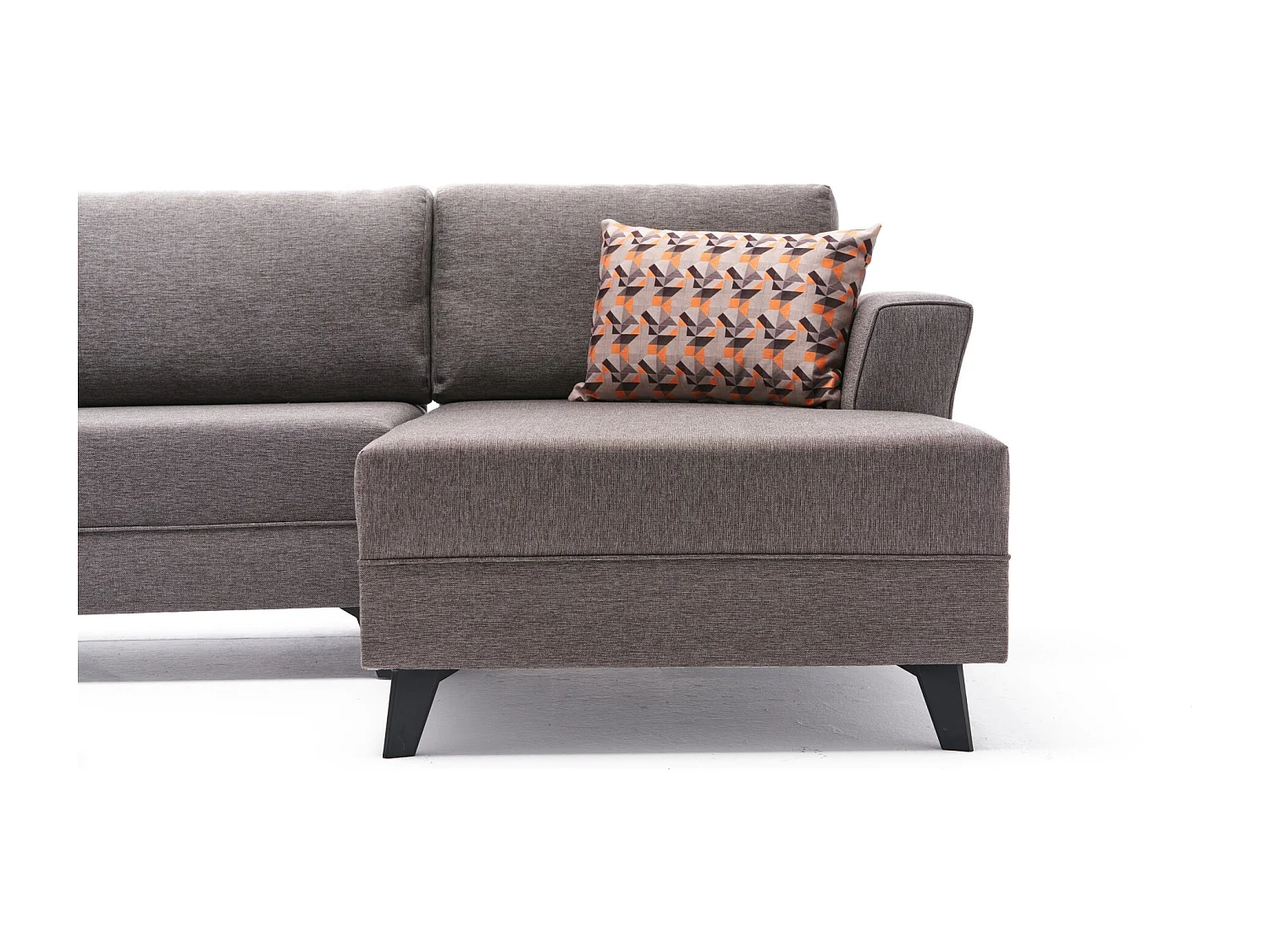 Canapé panoramique d'angle convertible Lalaria Tissu Marron