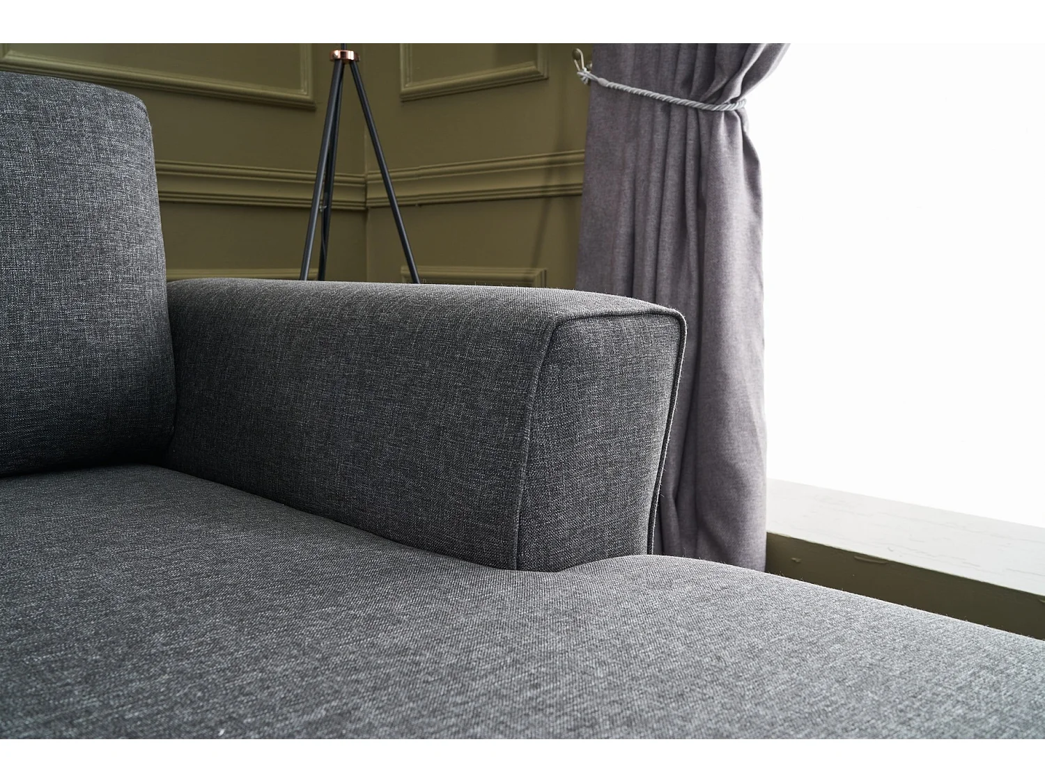 Canapé panoramique d'angle convertible Lalaria Tissu Anthracite