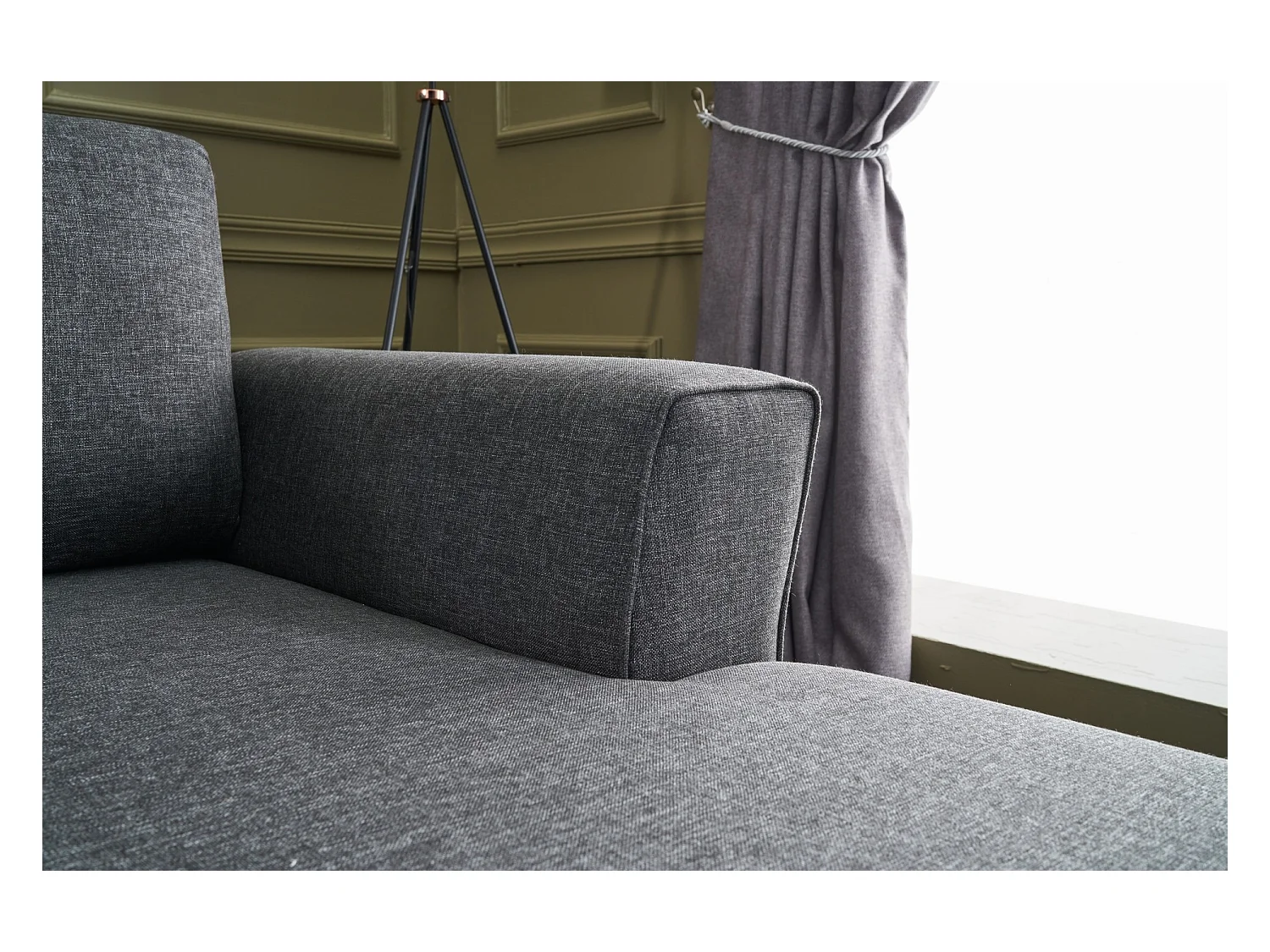 Canapé panoramique d'angle convertible Lalaria Tissu Anthracite