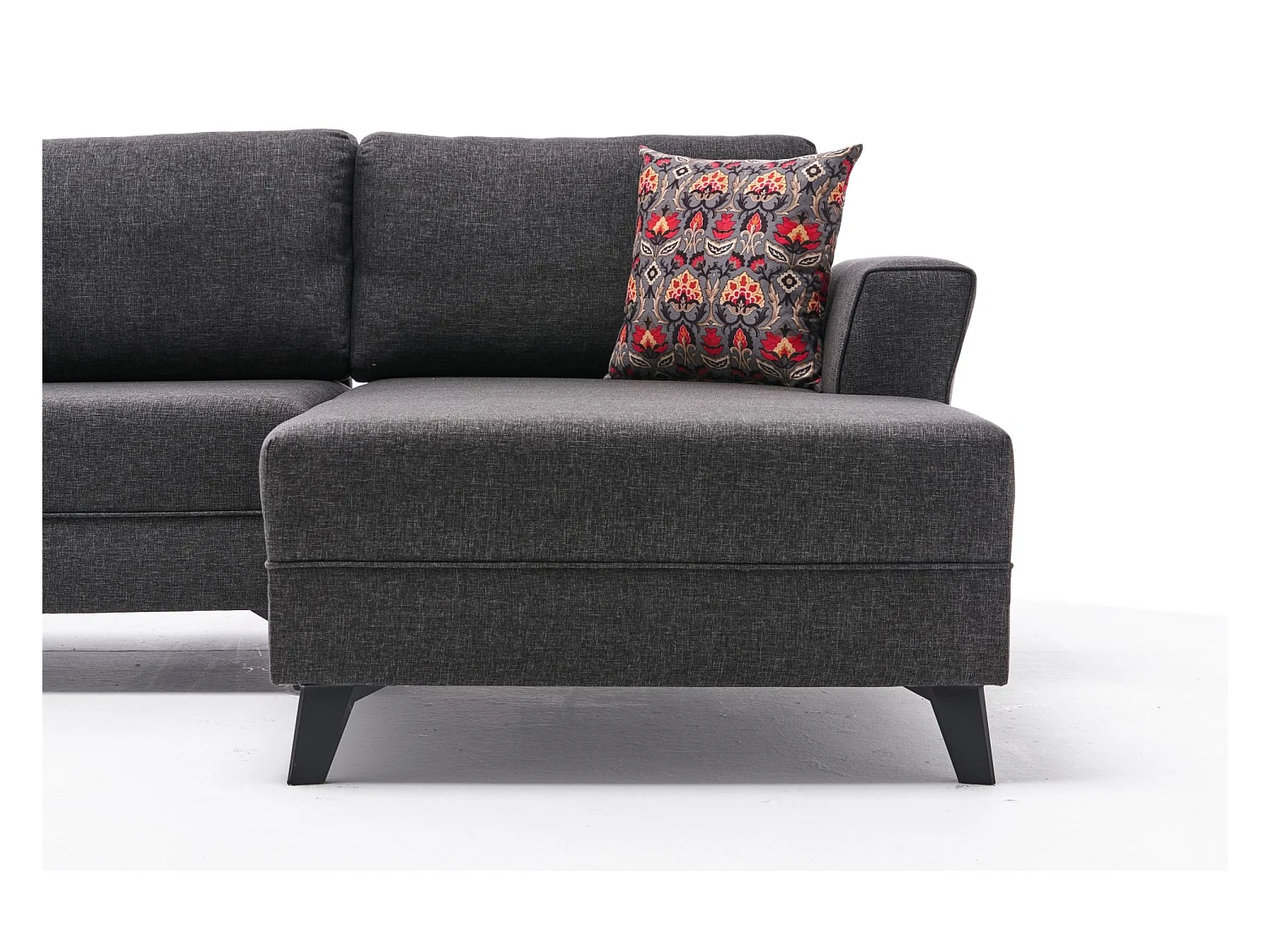 Canapé panoramique d'angle convertible Lalaria Tissu Anthracite