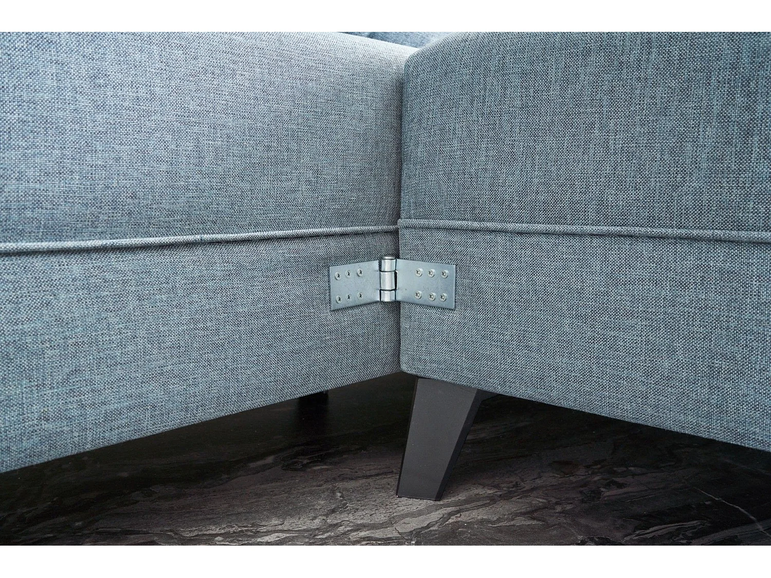 Canapé panoramique d'angle convertible Lalaria Tissu Bleu