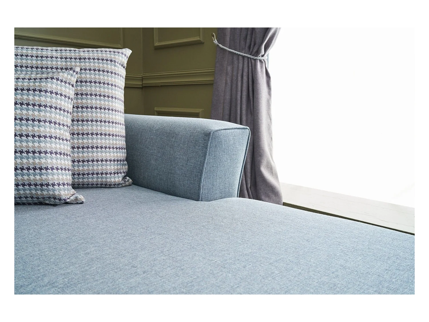 Divano angolare Altadena 299, Blu, Funzione di sonno, 300x157x78cm