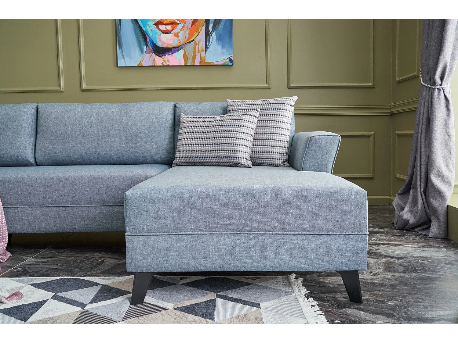 Sofá rinconero Altadena 299, Azul, Función de descanso, 300x157x78cm