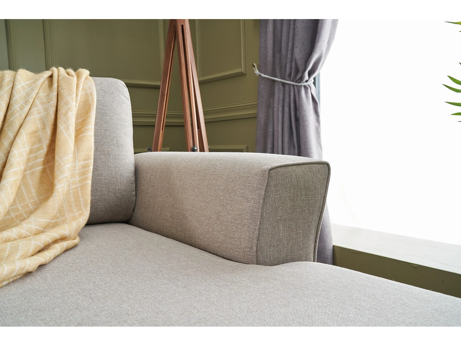 Canapé panoramique d'angle convertible Lalaria Tissu Blanc crème