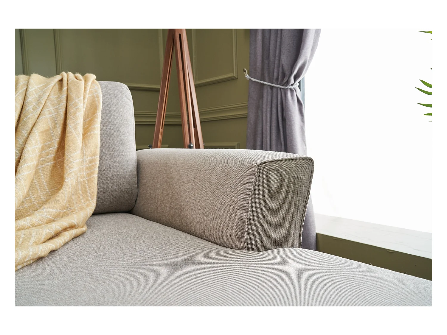 Canapé panoramique d'angle convertible Lalaria Tissu Blanc crème