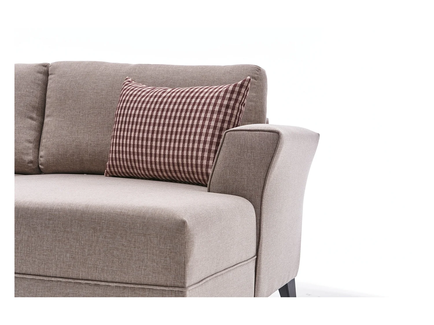 Canapé panoramique d'angle convertible Lalaria Tissu Blanc crème