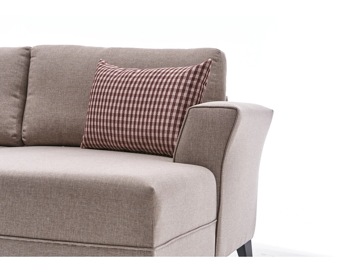 Canapé panoramique d'angle convertible Lalaria Tissu Blanc crème