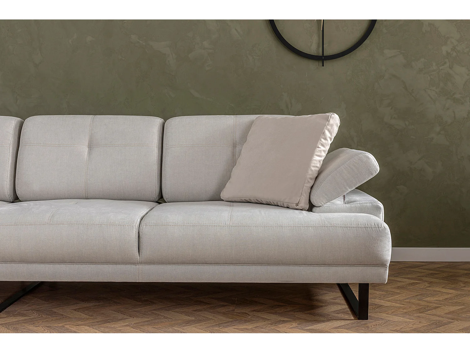 Canapé d'angle à gauche modulable Celis Tissu Beige