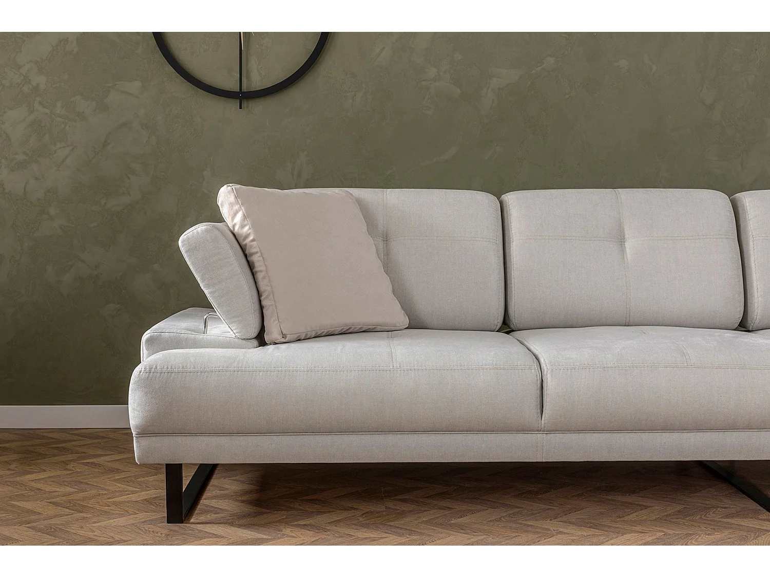 Canapé d'angle à droite modulable XL Celis Tissu Beige