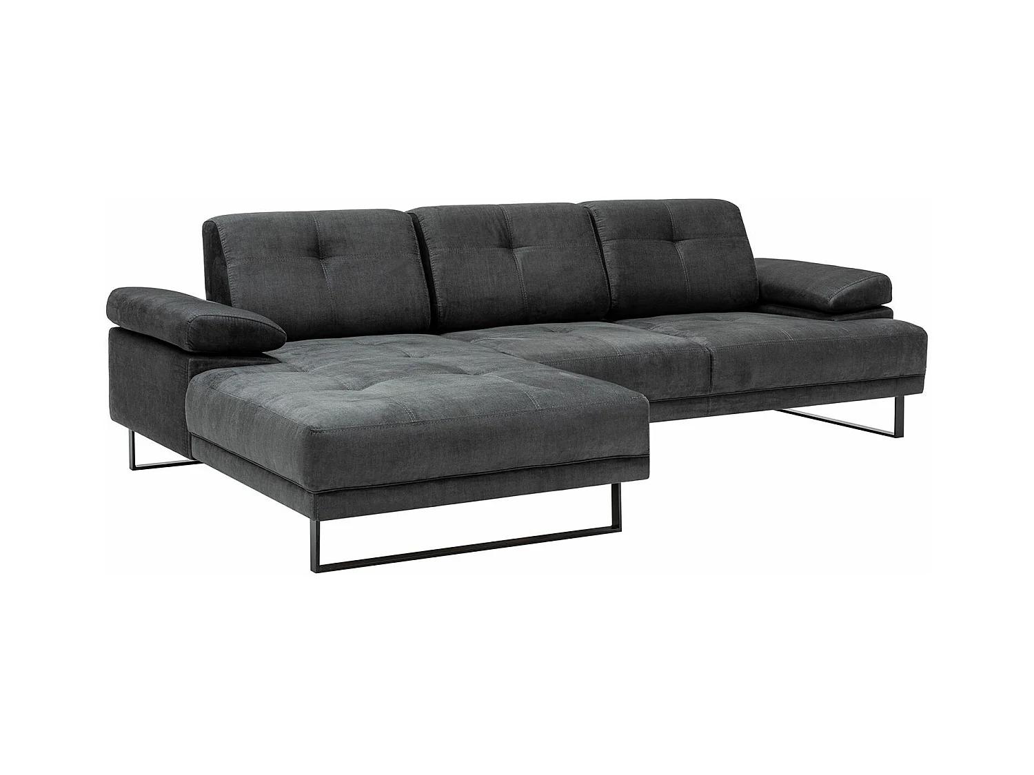 Canapé d'angle à gauche modulable Celis Tissu Anthracite
