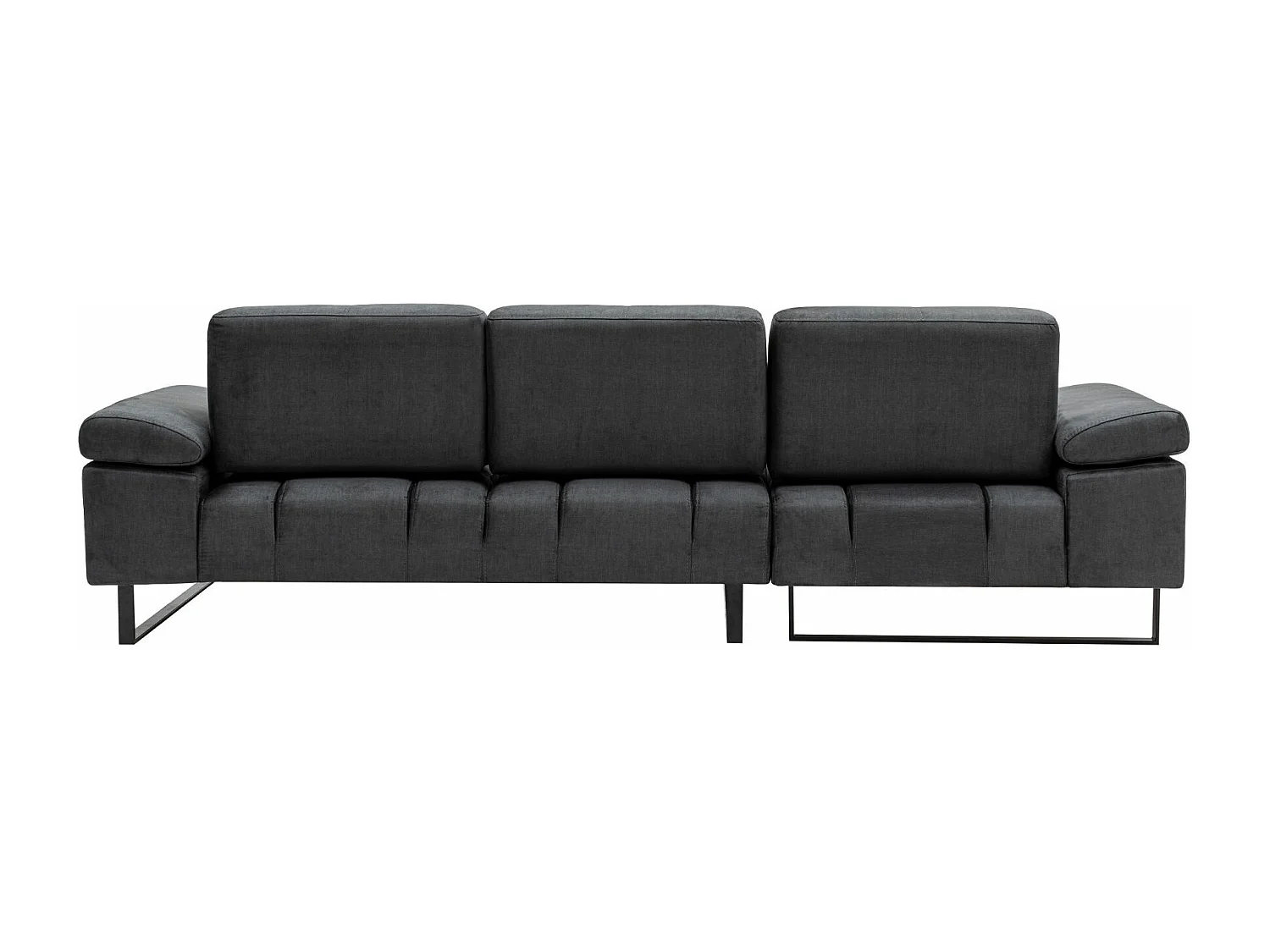 Moderne hoekbank links zacht antraciet stof zwart metalen poten Kustone 274 cm