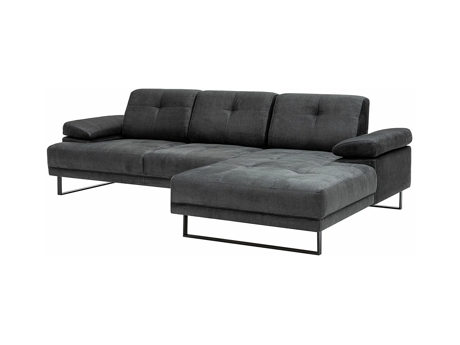Canapé d'angle à droite modulable Celis Tissu Anthracite