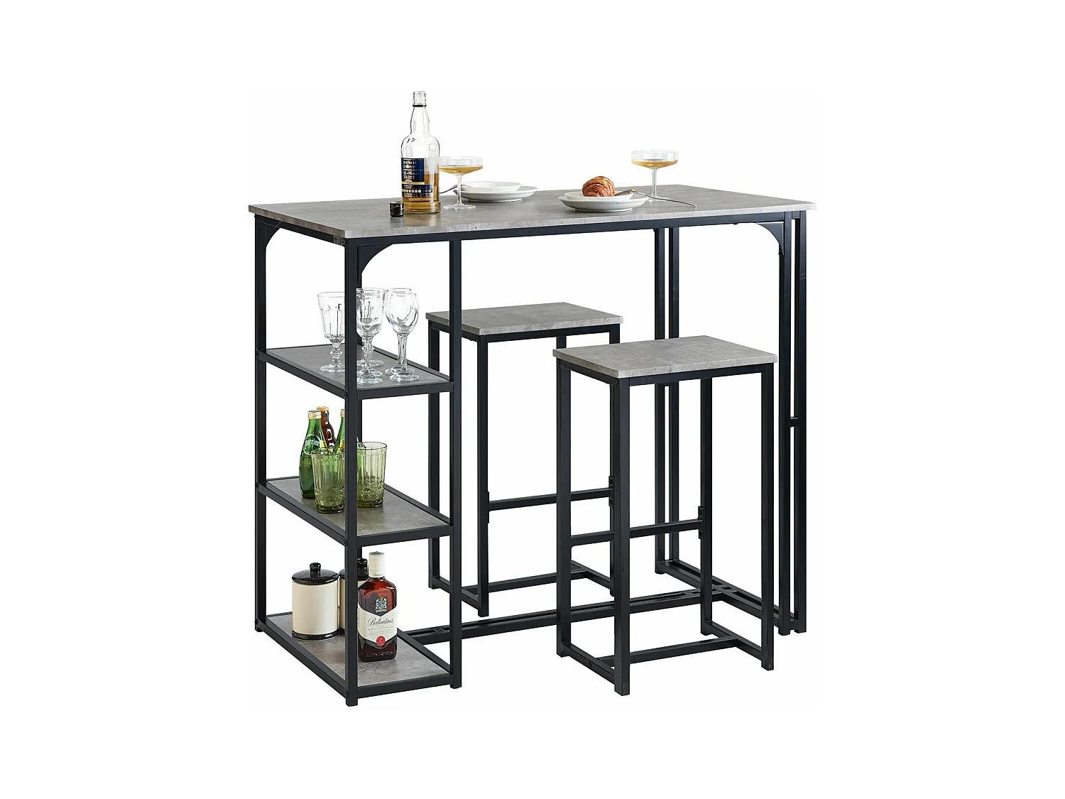 Ensemble Table de Bar + Chaises de Bar Table de Bistrot Table Mange-Debout Jeu de Bar, OGT43-HG