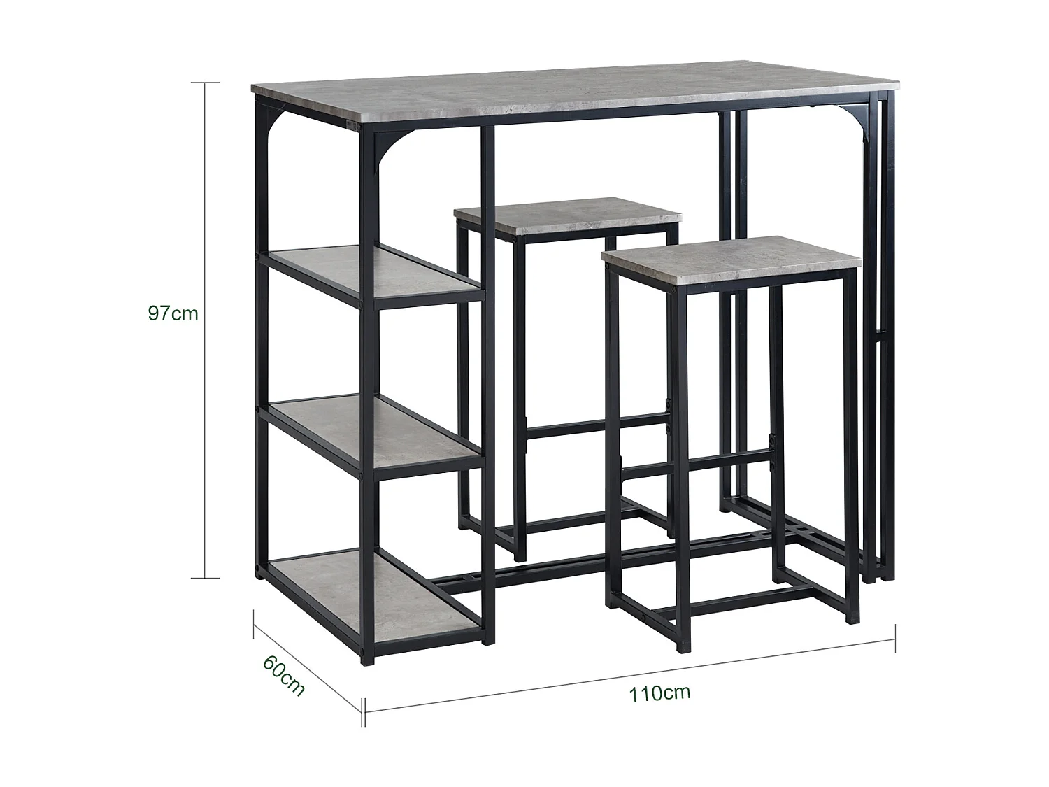 Ensemble Table de Bar + Chaises de Bar Table de Bistrot Table Mange-Debout Jeu de Bar, OGT43-HG