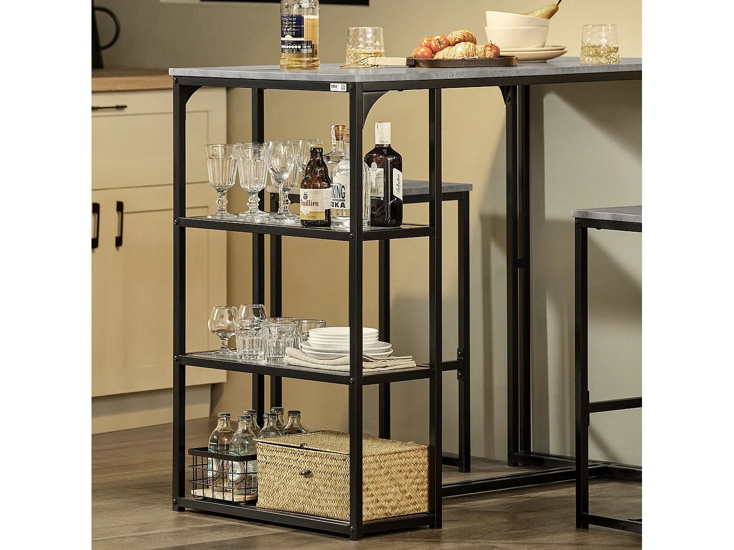 Ensemble Table de Bar + Chaises de Bar Table de Bistrot Table Mange-Debout Jeu de Bar, OGT43-HG