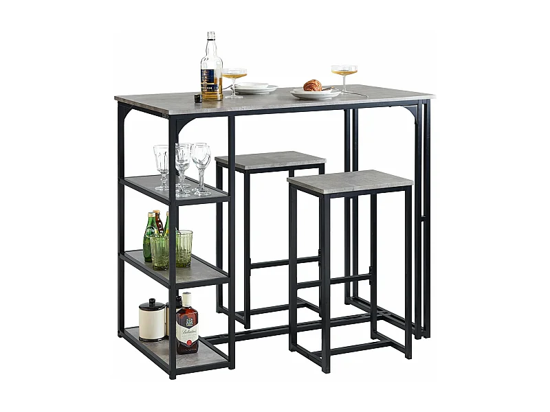 Ensemble Table de Bar + Chaises de Bar Table de Bistrot Table Mange-Debout Jeu de Bar, OGT43-HG