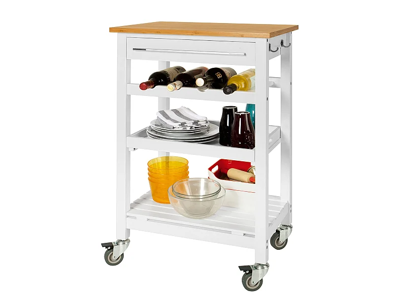 SoBuy  Carrello da cucina, Carrello di servizio, , Legno e Bambù, FKW16-WN, (L58*L40*A90cm).IT