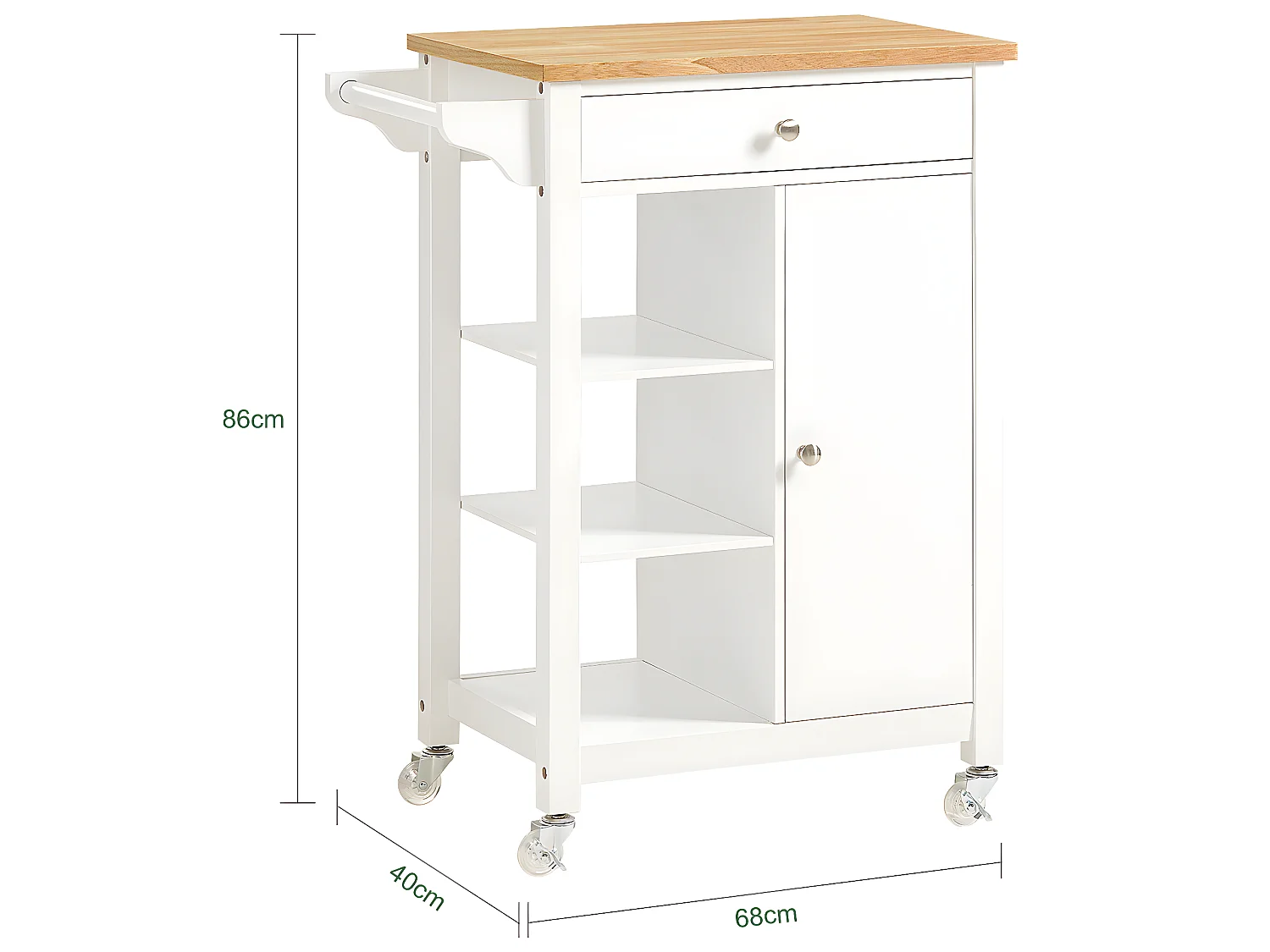 Carrito de Servir, estantería de Cocina, Carrito de Cocina móvil,FKW46-WN SoBuy ES