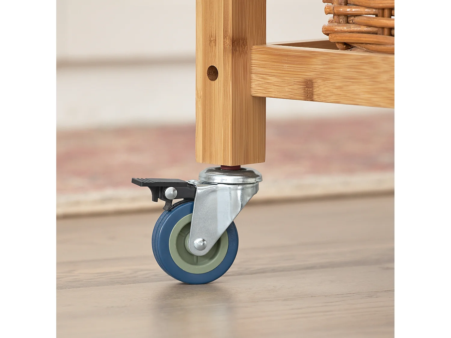 SoBuy Carrello cucina Carrello di servizio Scaffale bambù e piano in granito Nero FKW28-SCH