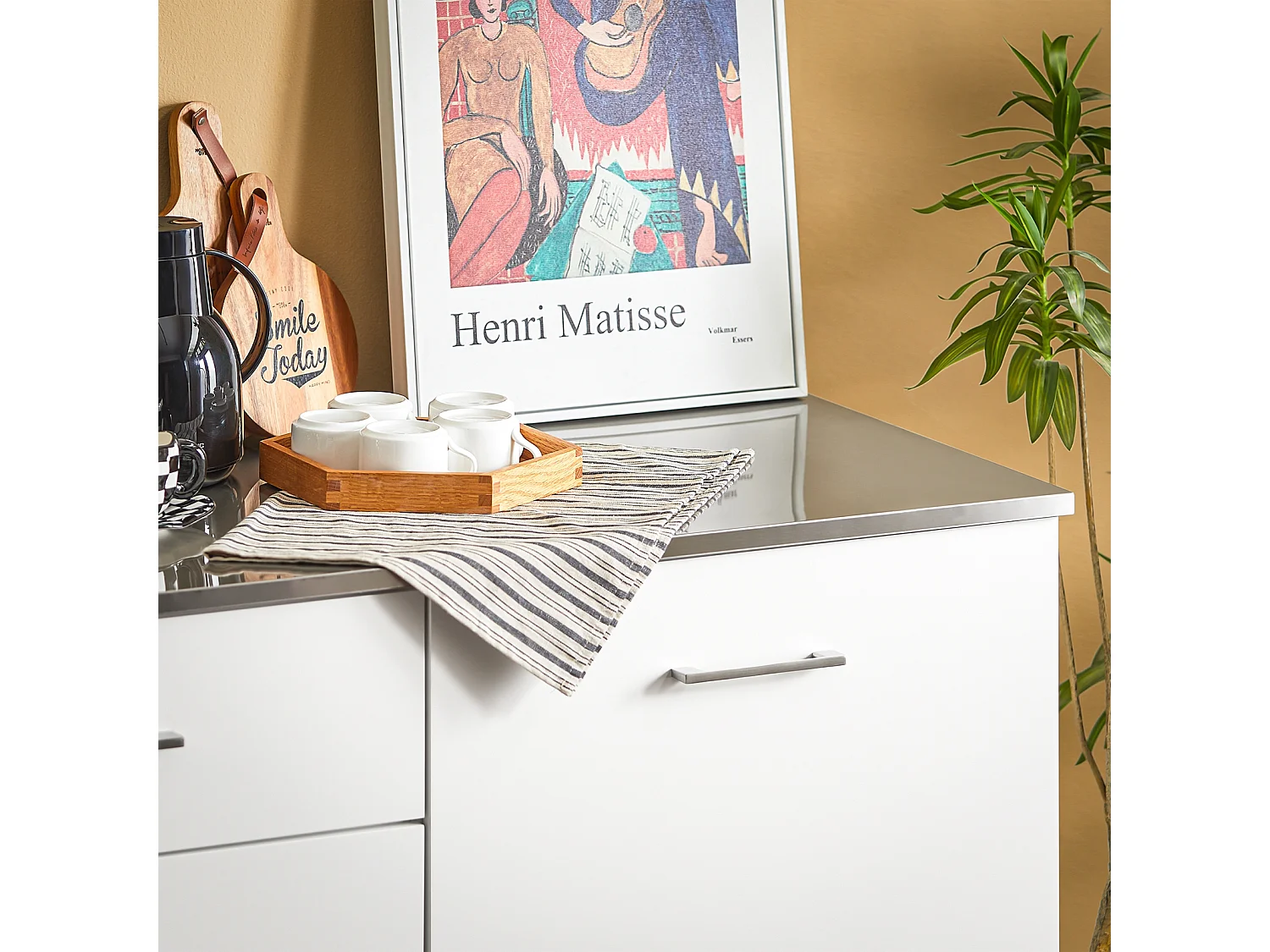 Desserte de Cuisine sur Roulettes Îlot de Cuisine Buffet avec Plan de Travail, FKW117-W