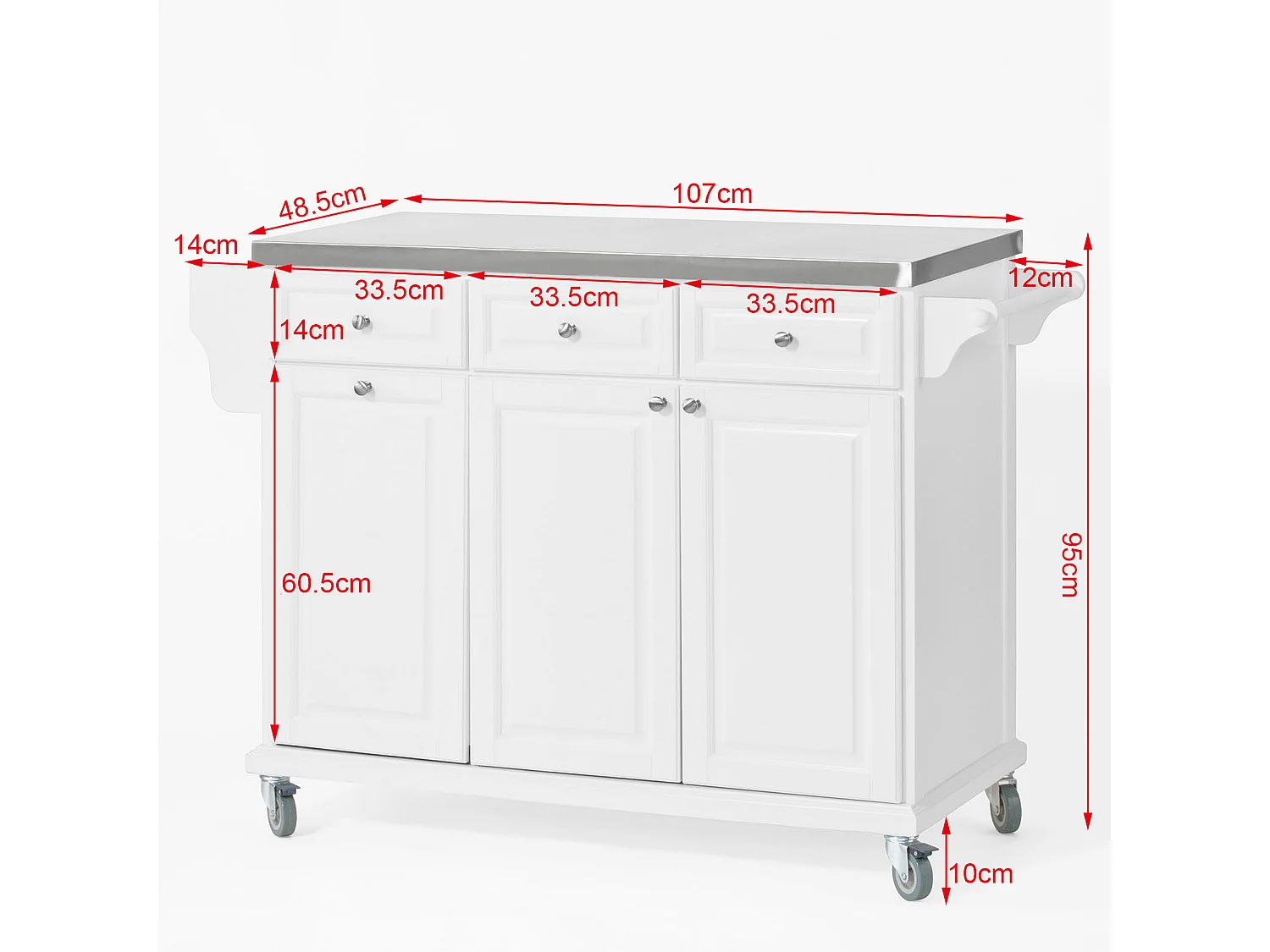 Kücheninsel FKW33-W 107 x 95 x 49 cm Weiß