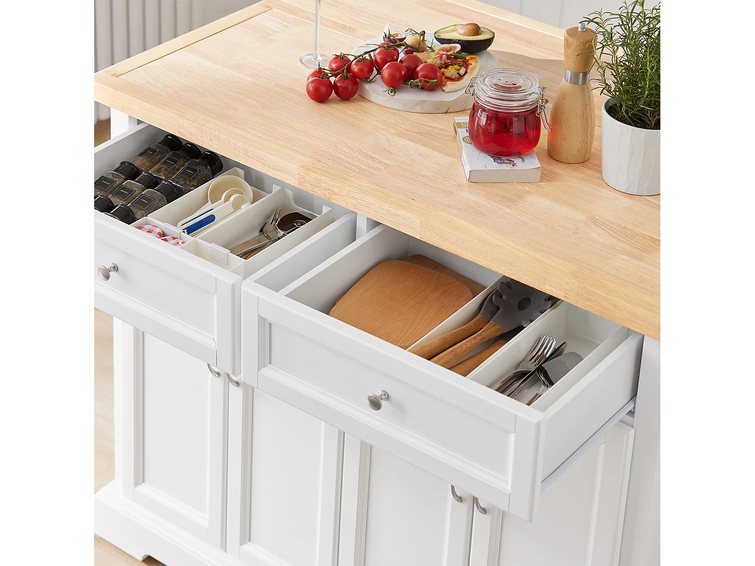 SoBuy armário de cozinha, carrinho de cozinha, carrinho de cozinha com rodas FKW71-WN