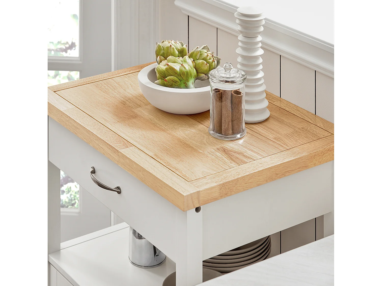 SoBuy  Carrello cucina, carrello da servizio con piano in acciaio colore:Bianco, FKW22-WN