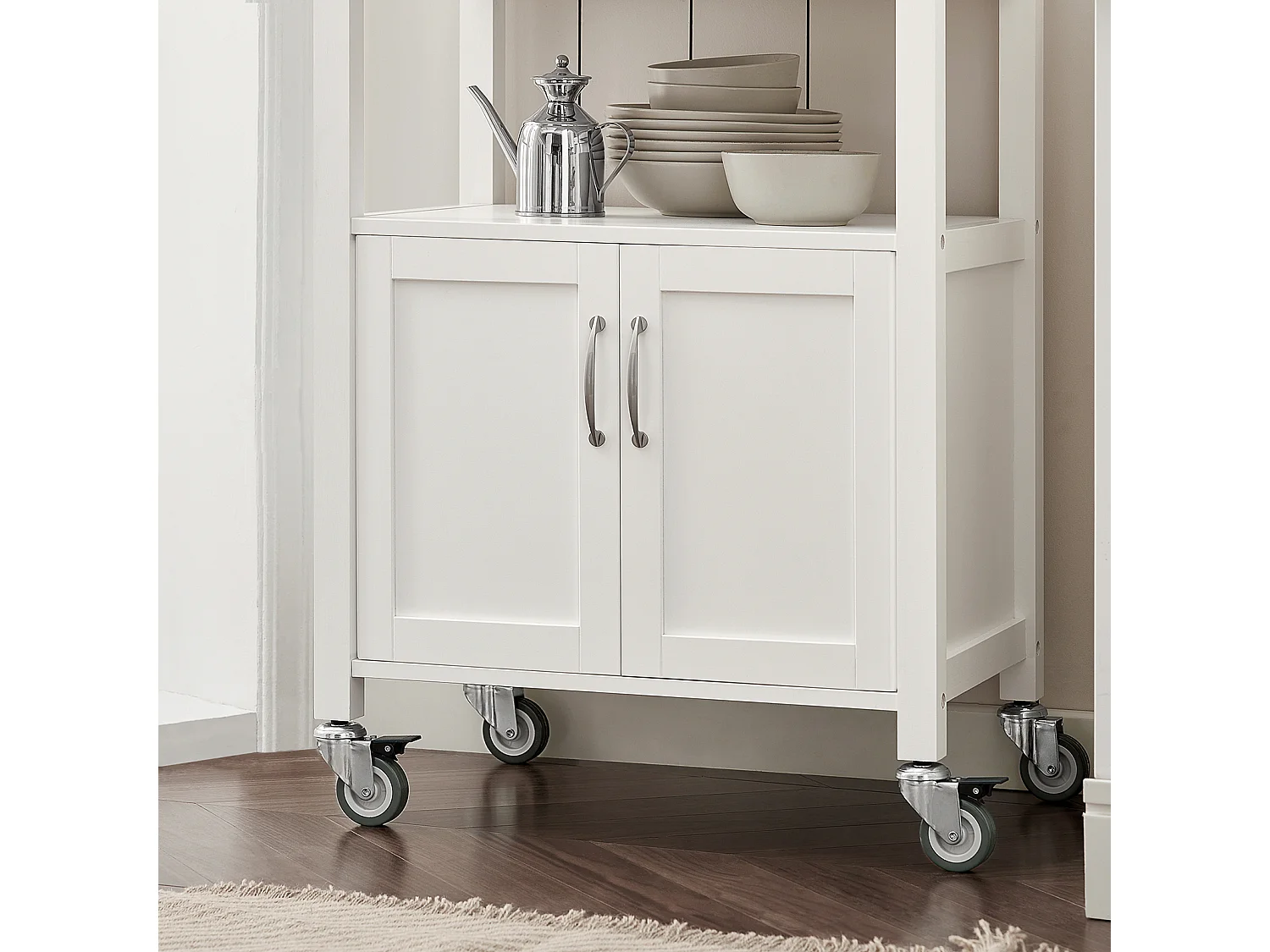 SoBuy  Carrello cucina, carrello da servizio con piano in acciaio colore:Bianco, FKW22-WN