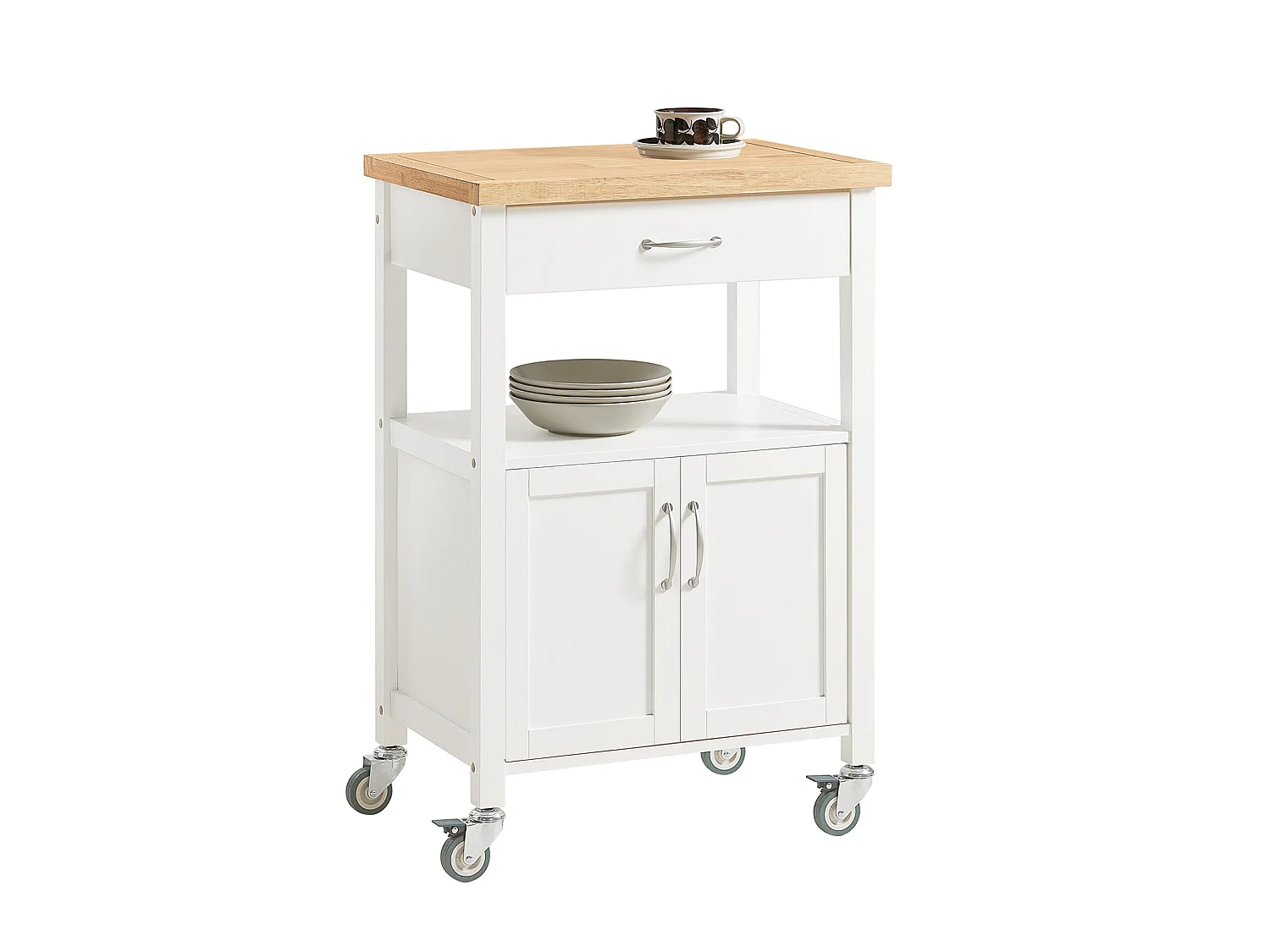 Carrito de Servir, estantería de Cocina, Carrito de Cocina móvil, Blanco FKW22-WN SoBuy ES