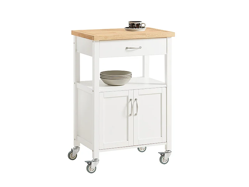 Carrito de Servir, estantería de Cocina, Carrito de Cocina móvil, Blanco FKW22-WN SoBuy ES