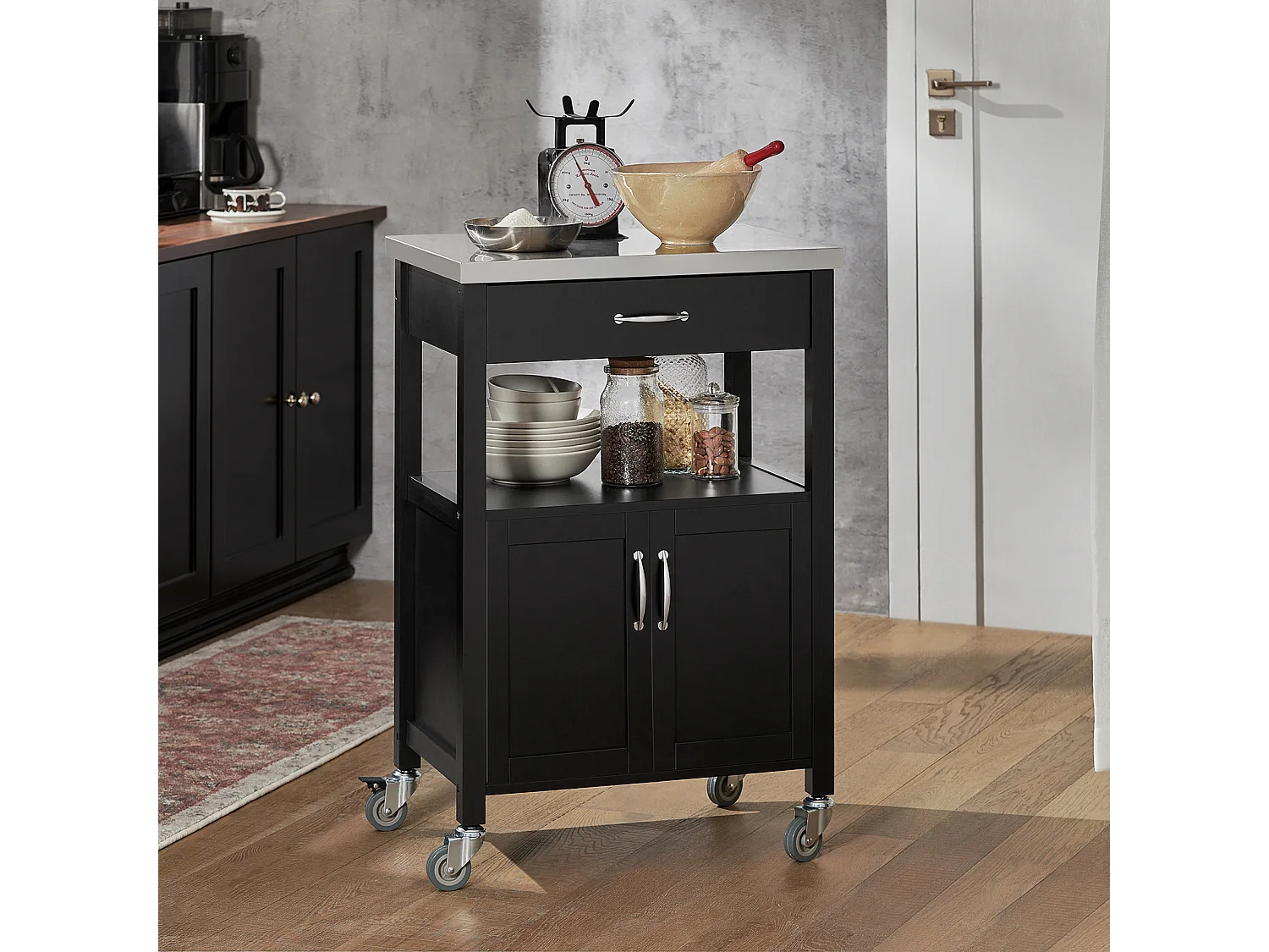 Küchenwagen FKW22-SCH 60 x 90 x 45 cm Schwarz