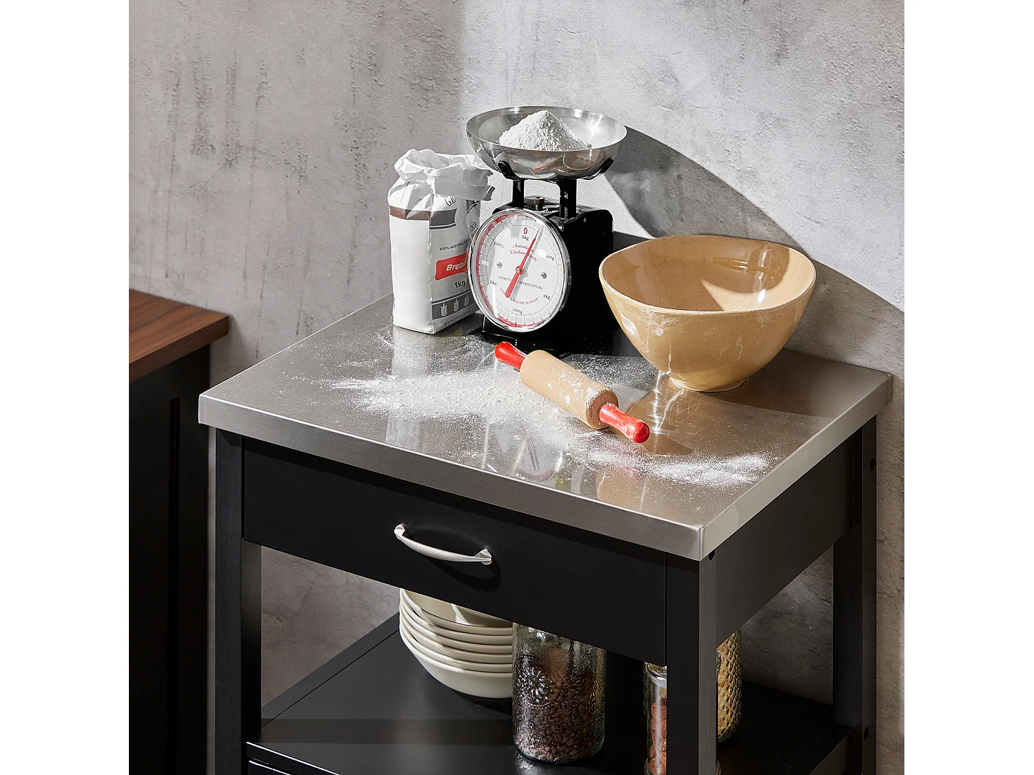 Carrito de Servir, Estantería de Cocina, Carrito de Cocina Móvil, Negro FKW22-SCH SoBuy ES