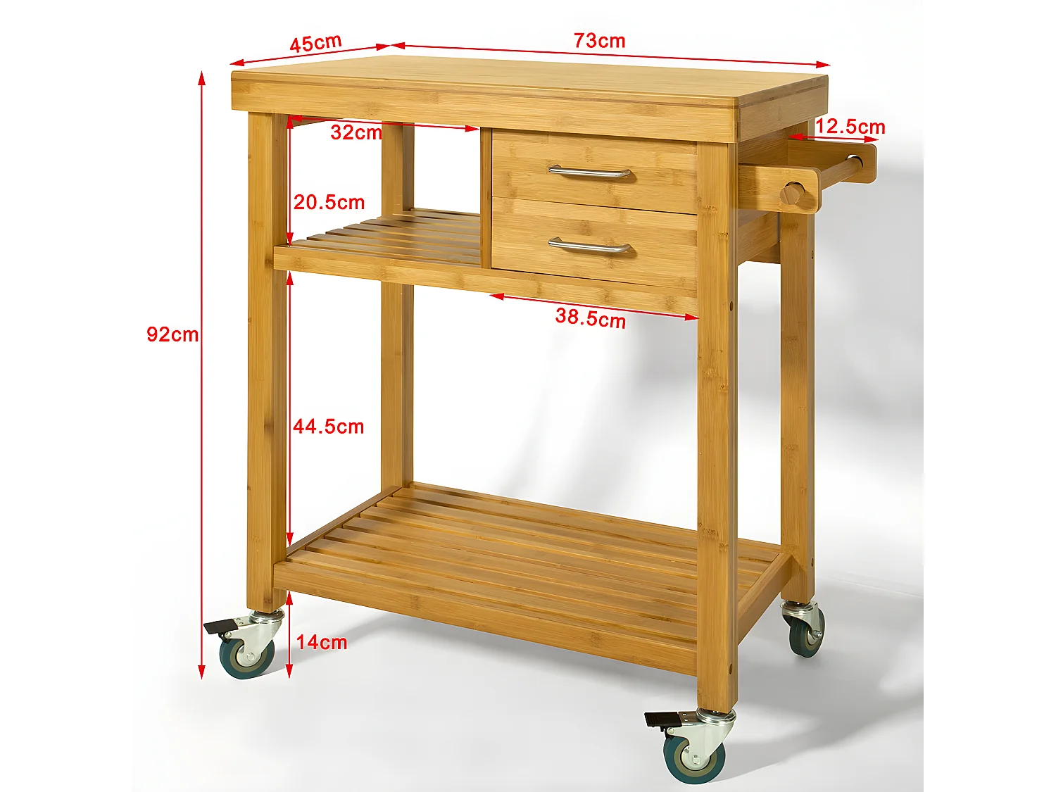 Carrito de server, Estantería de cocina, Carro de cocina naturaleza 73 x 45 x 92cm FKW26-N SoBuy ES