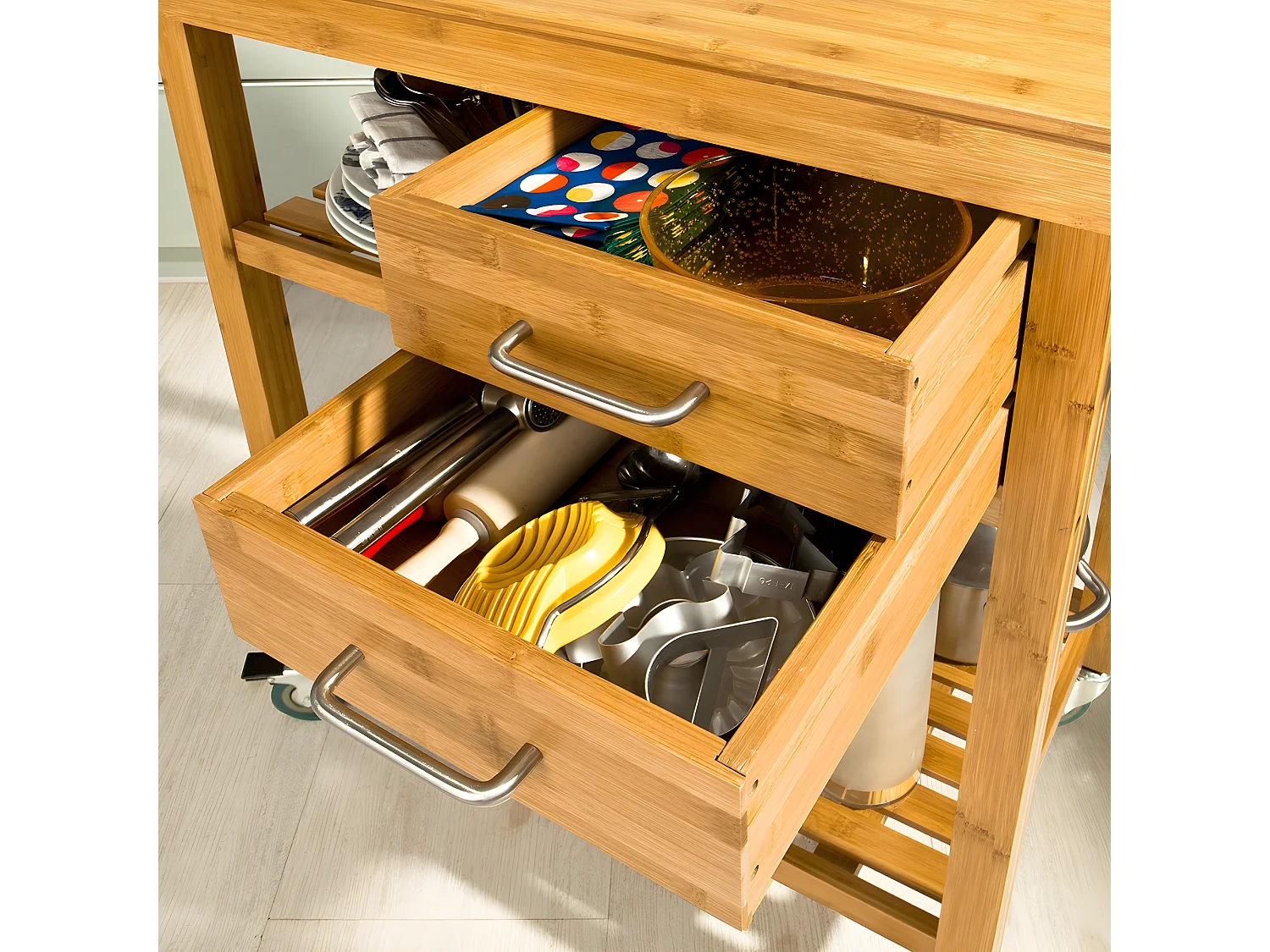 Carrito de server, Estantería de cocina, Carro de cocina naturaleza 73 x 45 x 92cm FKW26-N SoBuy ES