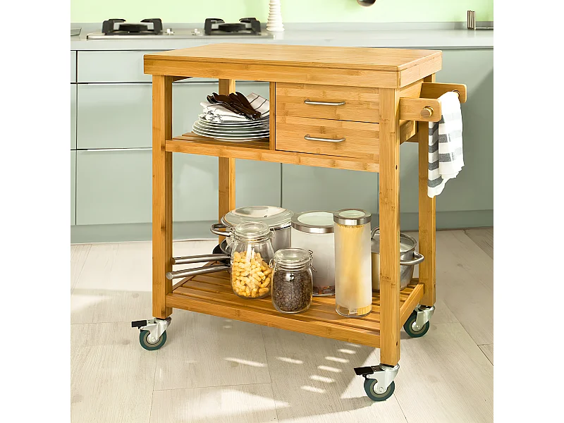 Carrito de server, Estantería de cocina, Carro de cocina naturaleza 73 x 45 x 92cm FKW26-N SoBuy ES