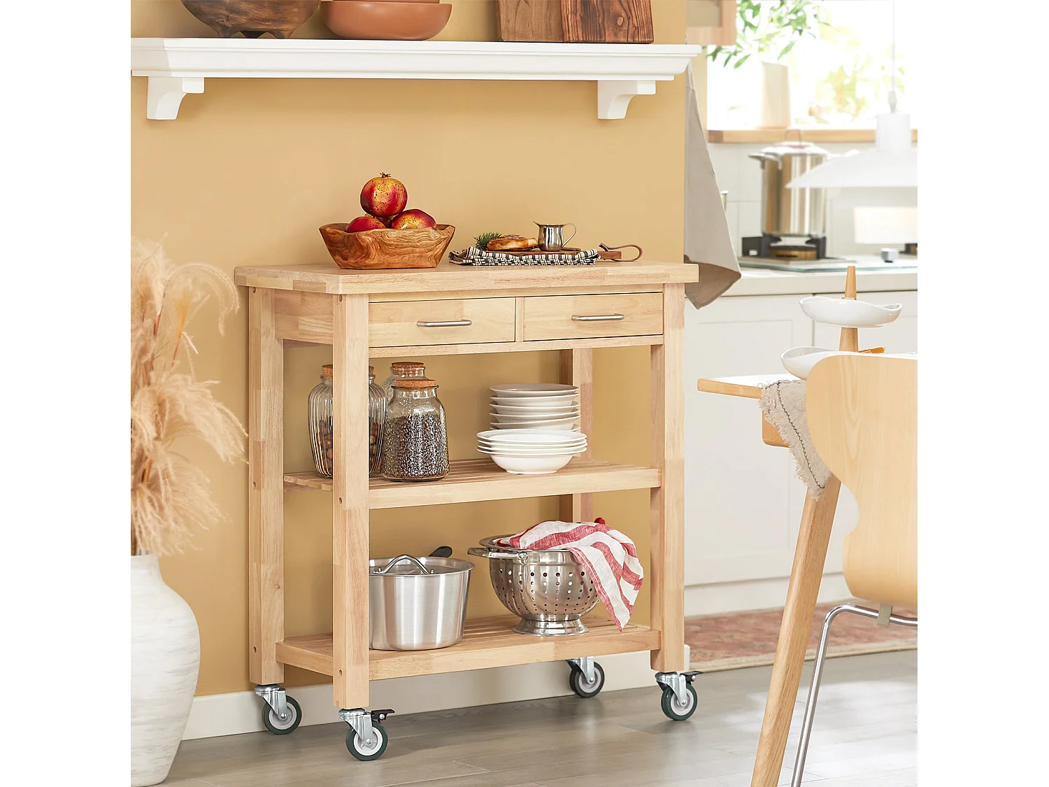 SoBuy Carrello Cucina Scaffale Cucina Mobile Cucina Legno Con Route Fkw24-N