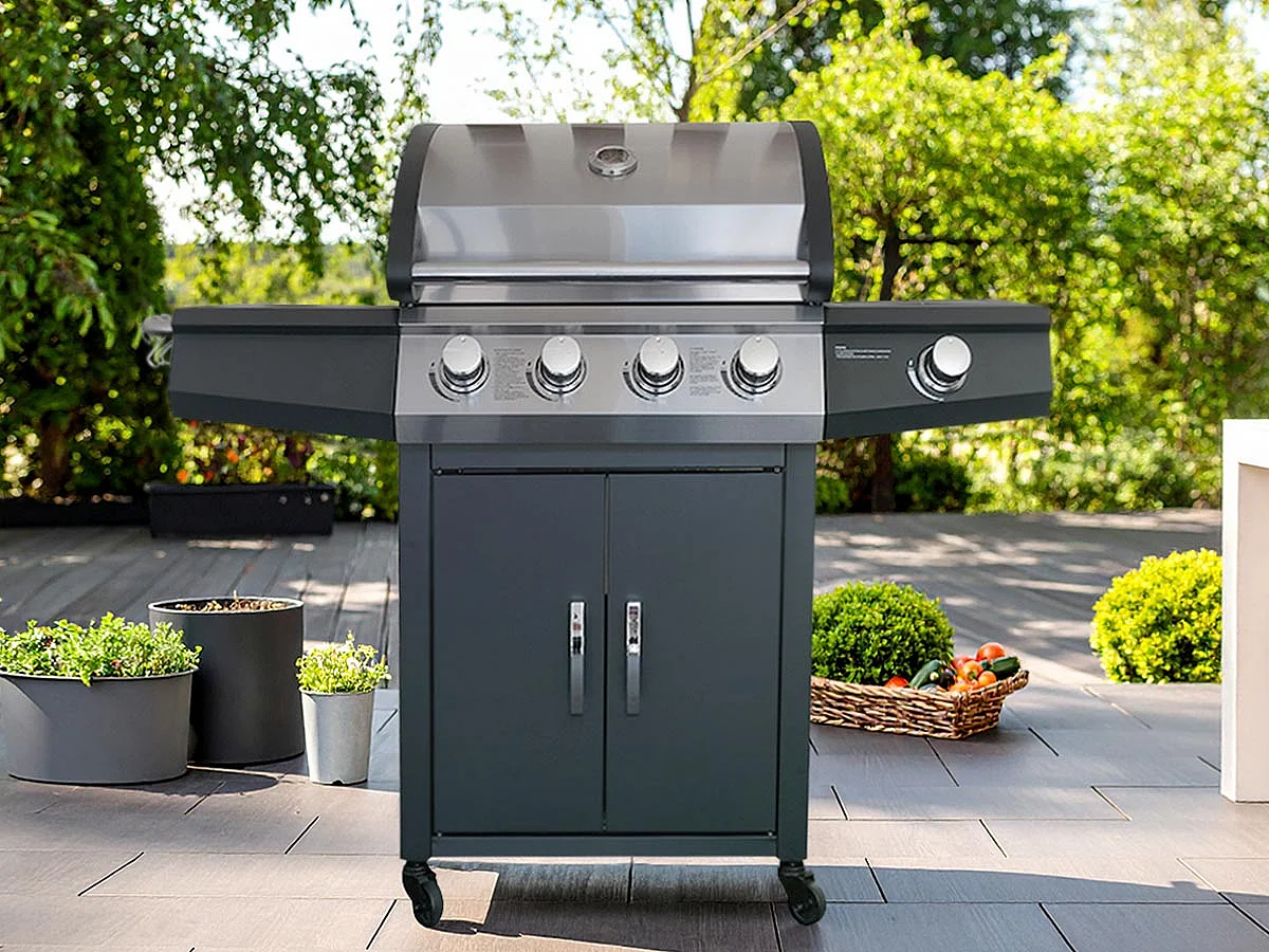 Barbecue à gaz Piretto 4 brûleurs + 1 brûleur latéral - Jardideco