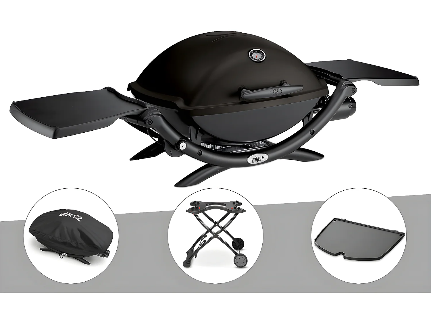 Barbecue à gaz Weber Q 2200 + Housse + Chariot + Plancha
