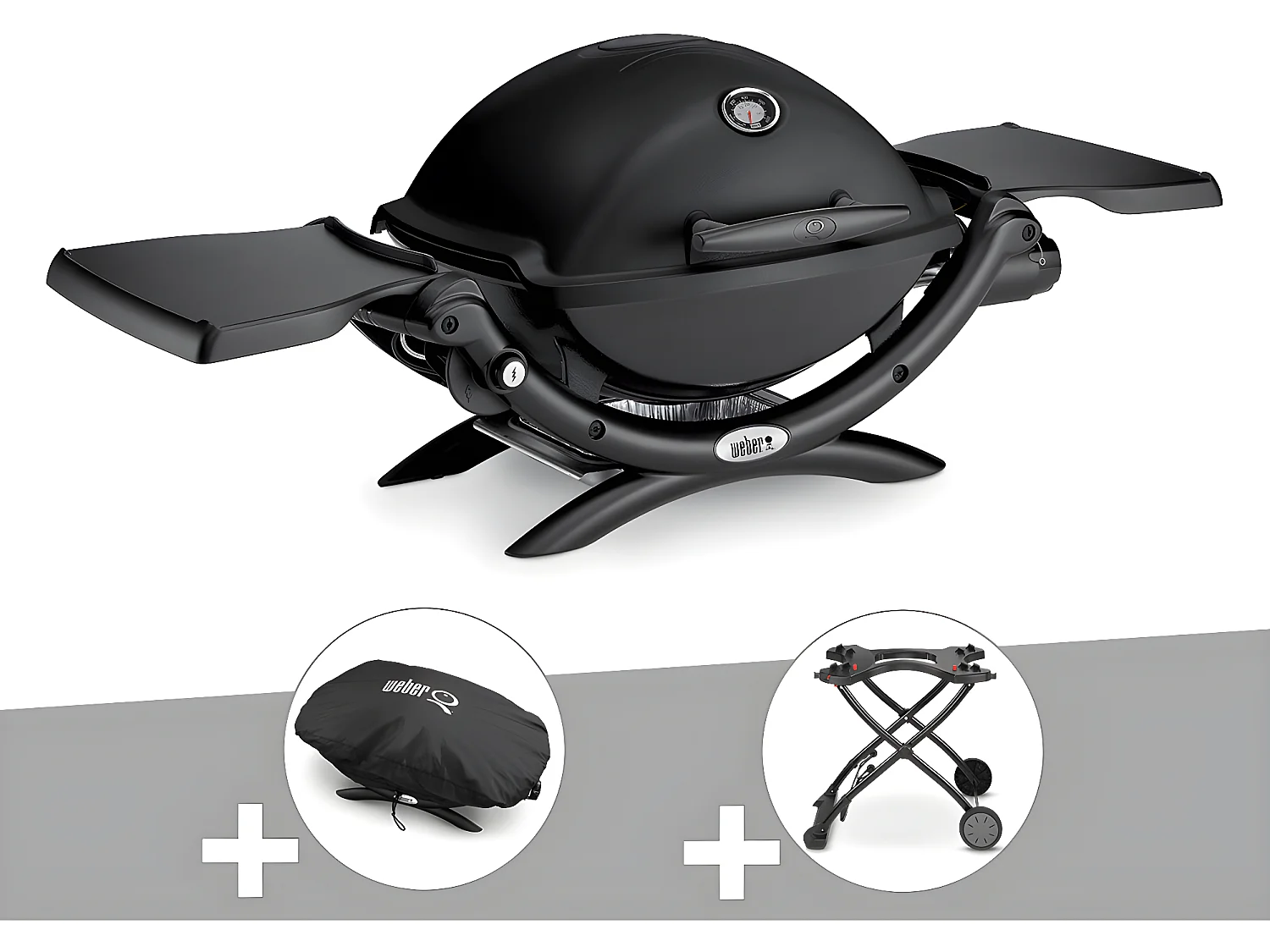 Barbecue gaz Weber Q 1200 Noir + Housse + Chariot