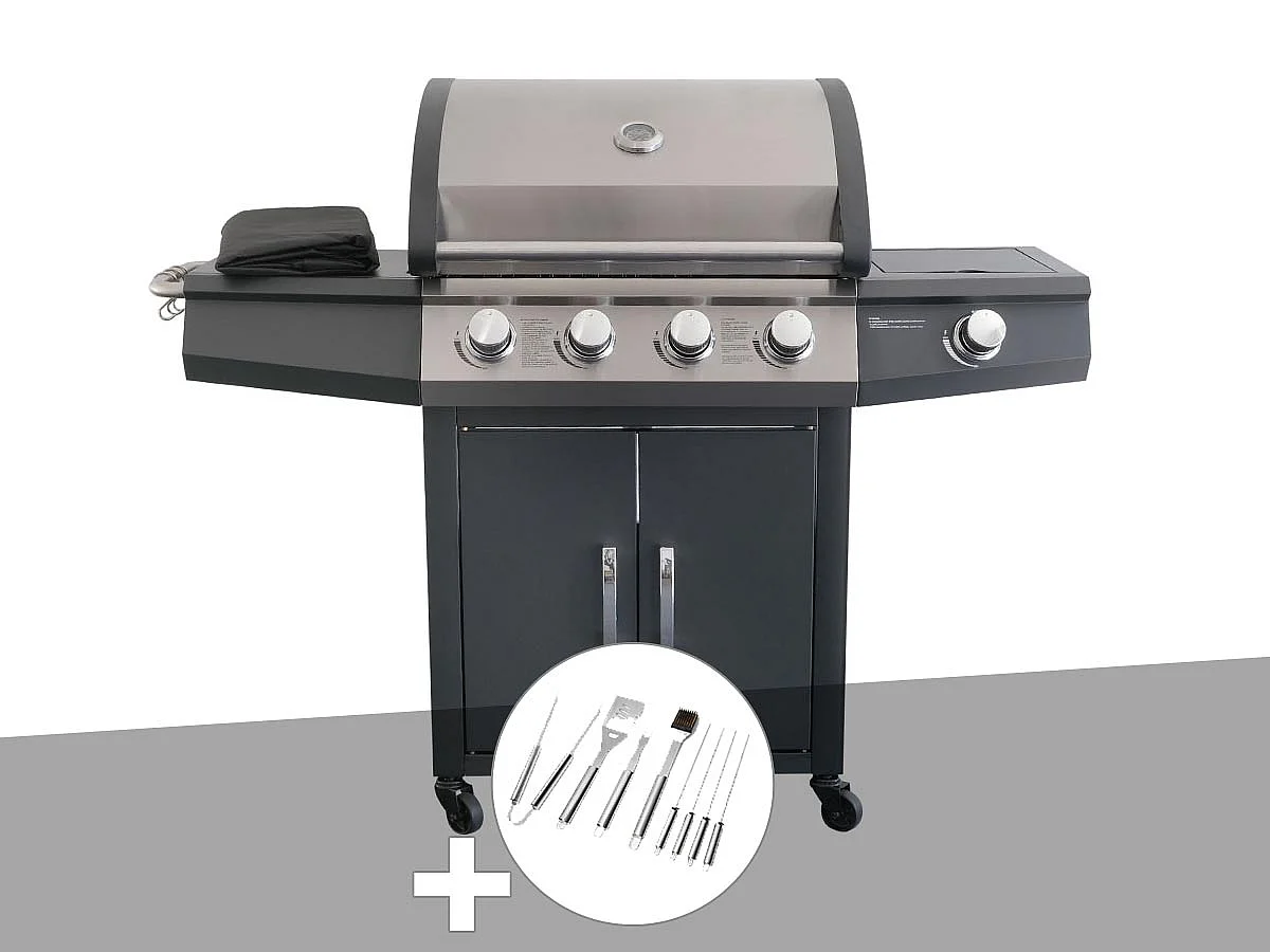 Barbecue à gaz Piretto + Malette 8 ustensiles - Jardideco