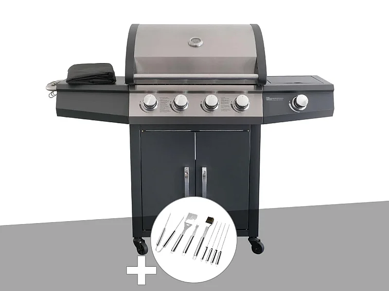 Barbecue à gaz Piretto + Malette 8 ustensiles - Jardideco