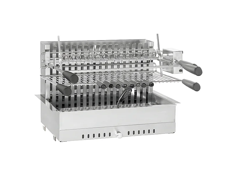 Barbecue charbon encastrable et à poser avec tournebroche électrique 918.66 - FORGE ADOUR