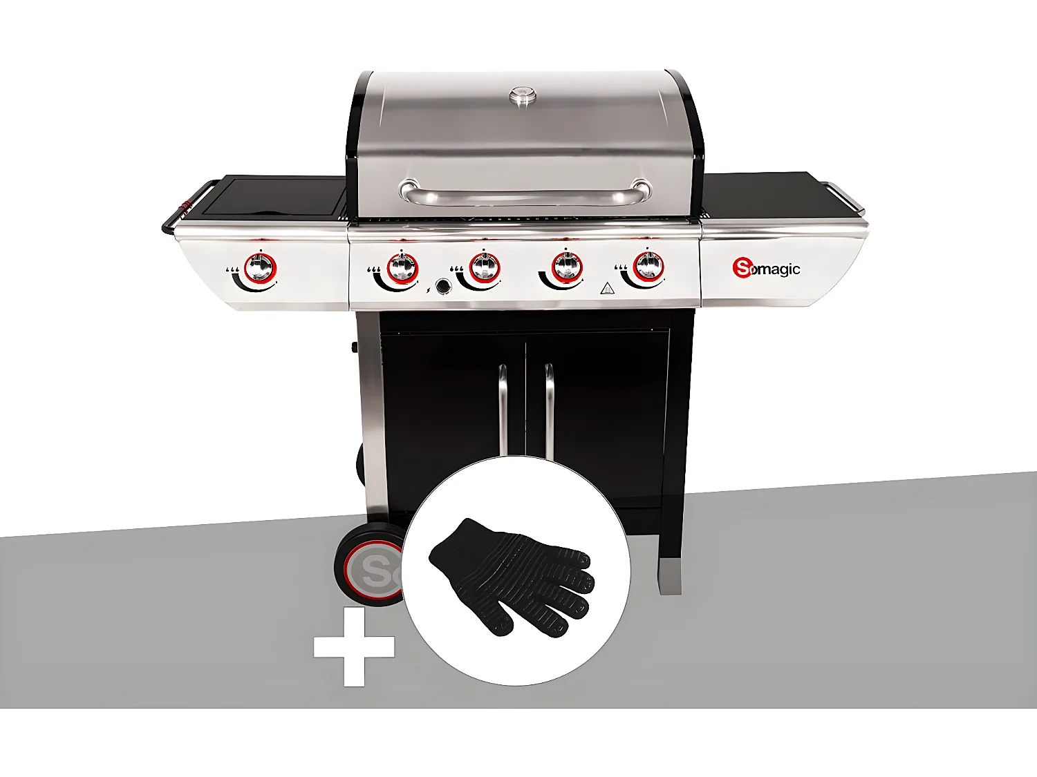 Barbecue à gaz avec chariot Manhattan 450GPI + plancha + Gant de protection