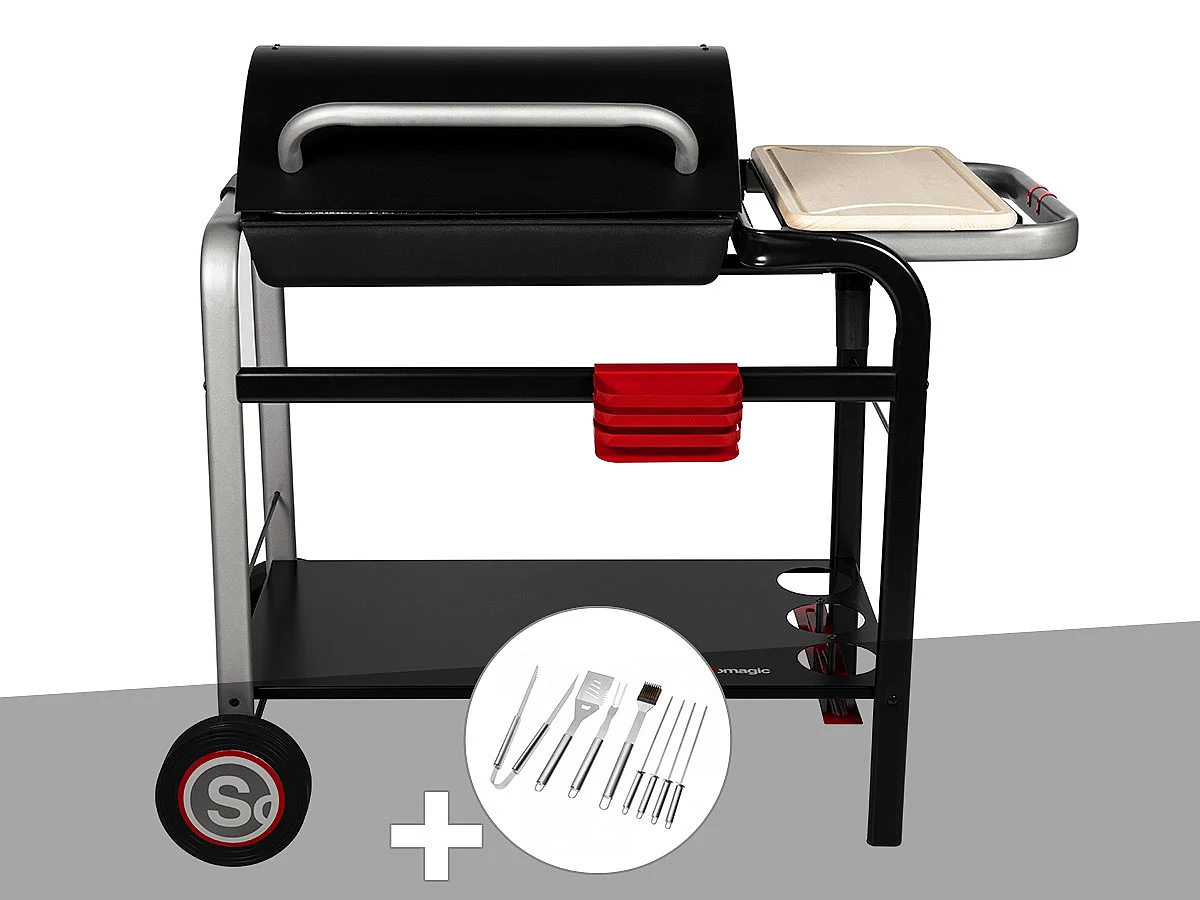 Barbecue à charbon Somagic Vulcano 2600 + Malette 8 ustensiles