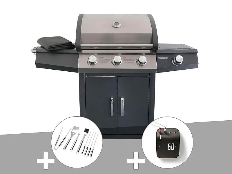 Barbecue à gaz Soleto + Malette 8 ustensiles + Weber Connect Smart Grilling Hub - Jardideco